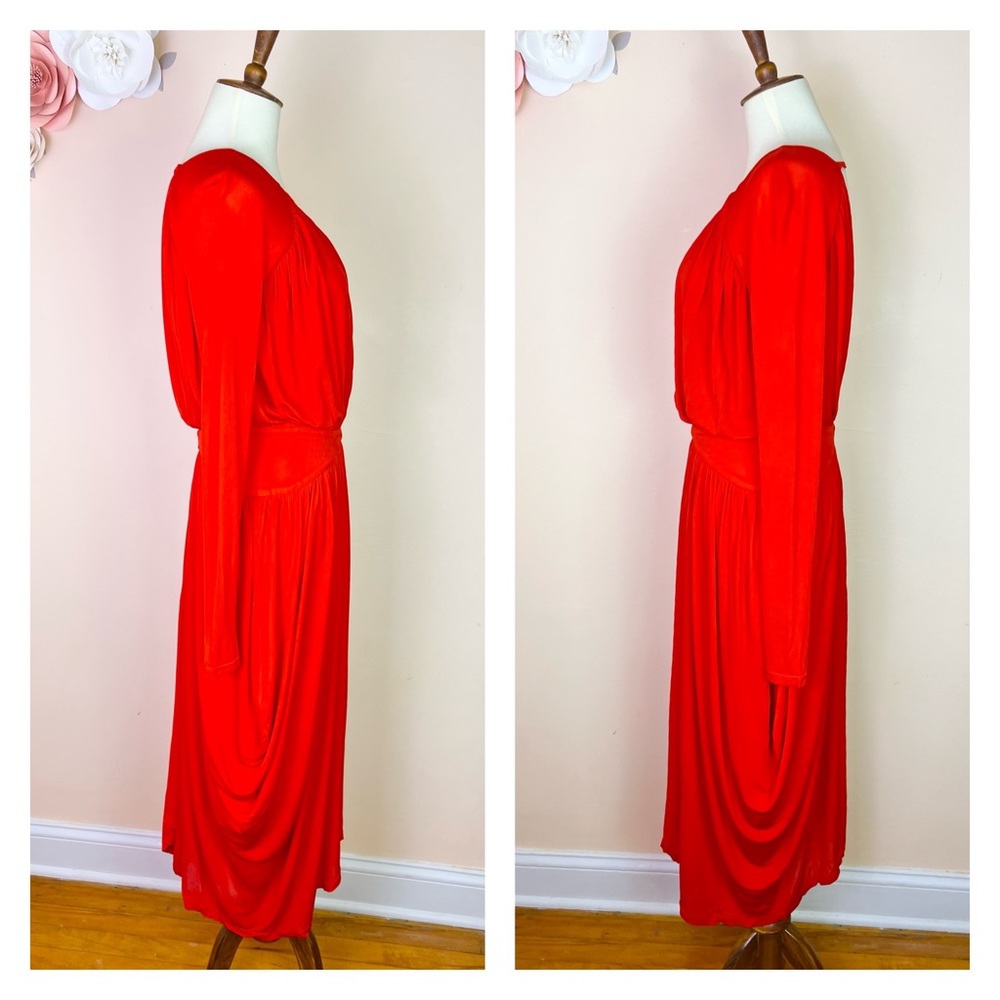 New! REISS London Savannah Jersey Open Back Drape Midi Dress - Picture 10 of 11